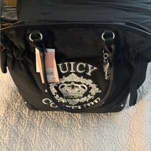 Juicy Couture Black and Silver Embroidered Tote